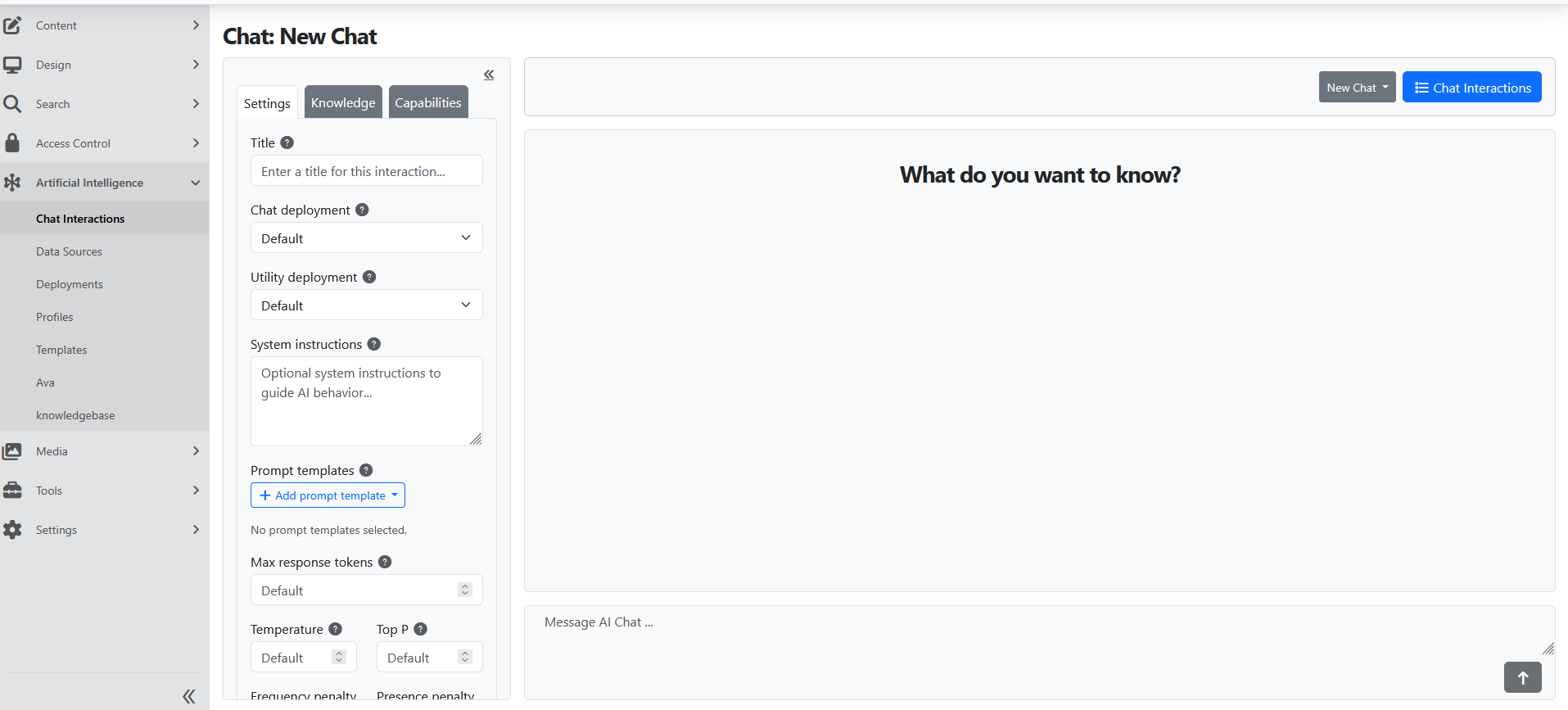 Chat Interactions editor
