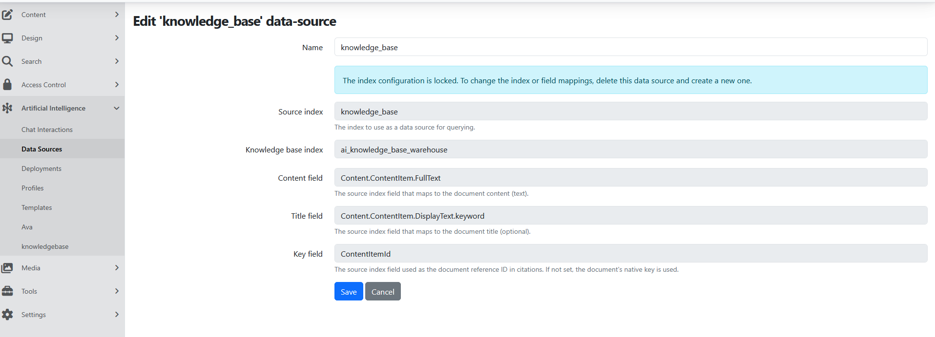 Data source editor for knowledge_base