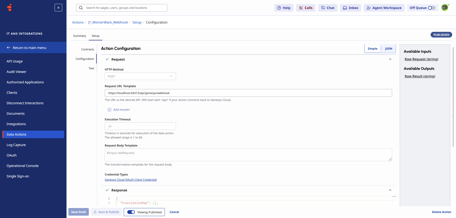 Data Action Configuration
