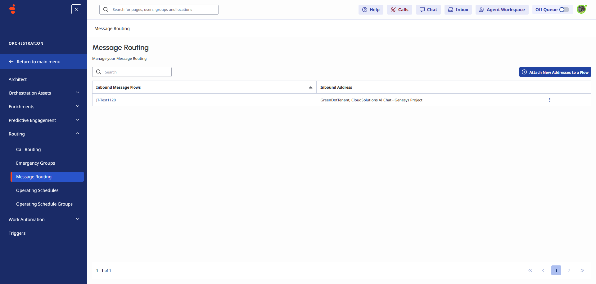 Message Routing page