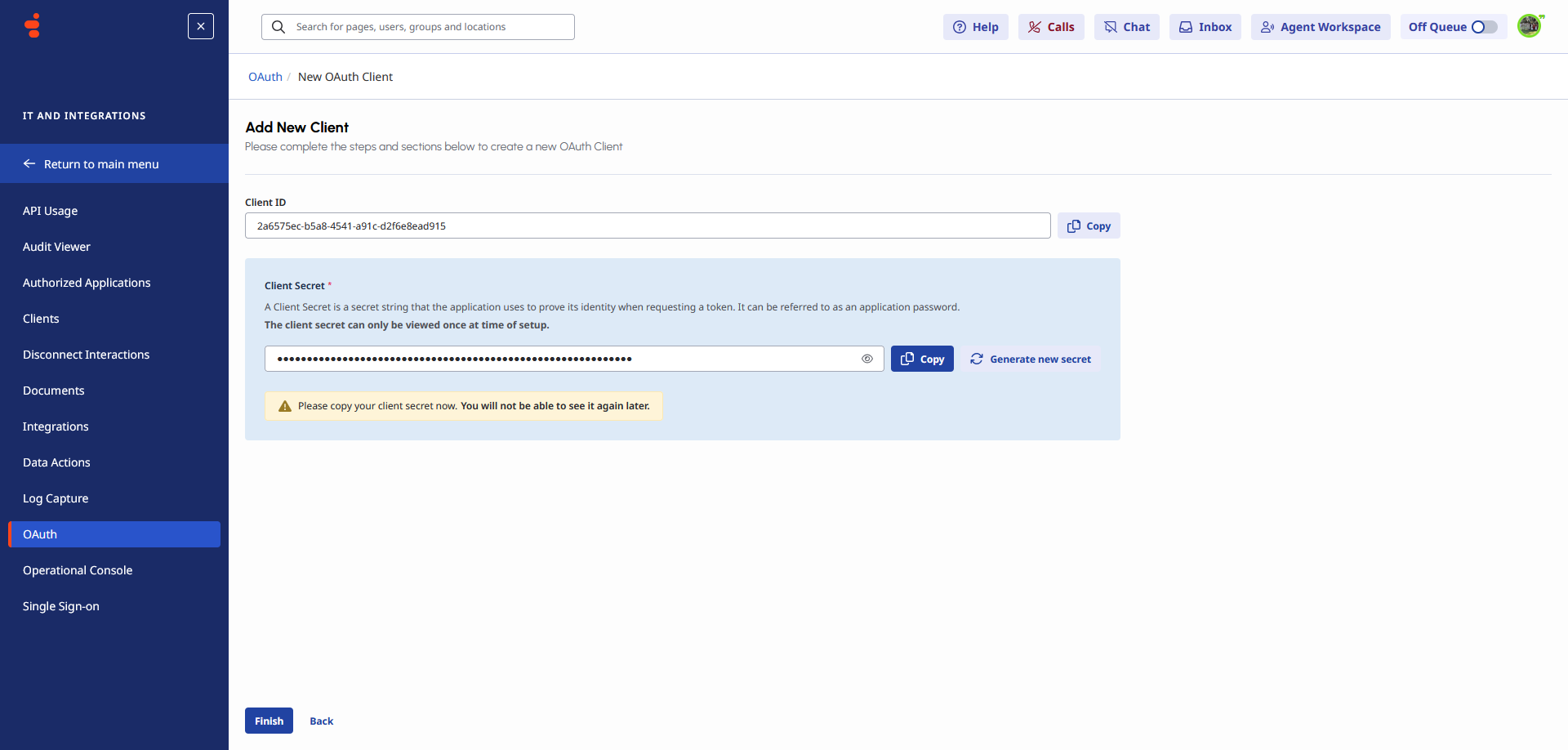 OAuth Client ID and Client Secret